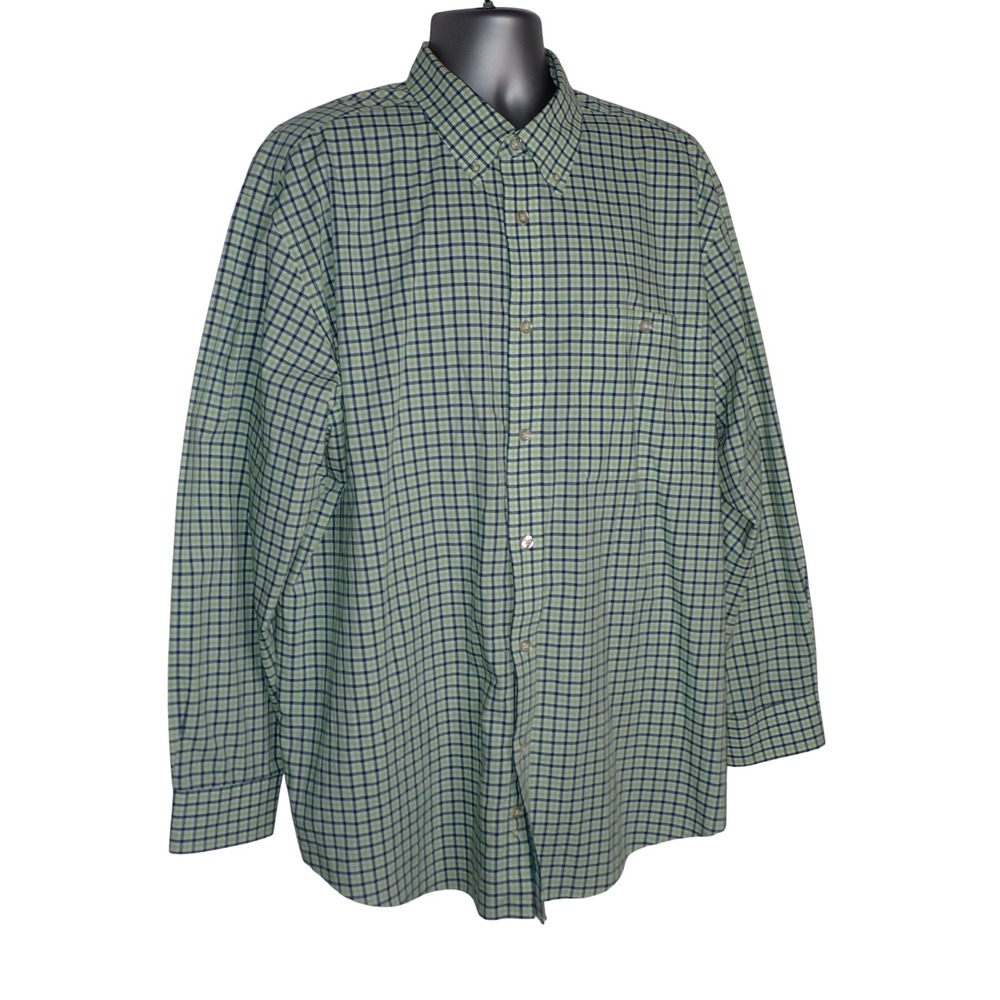 Orvis Men's Perfect Temp Plaid Button Down Shirt Green Blue XL casual